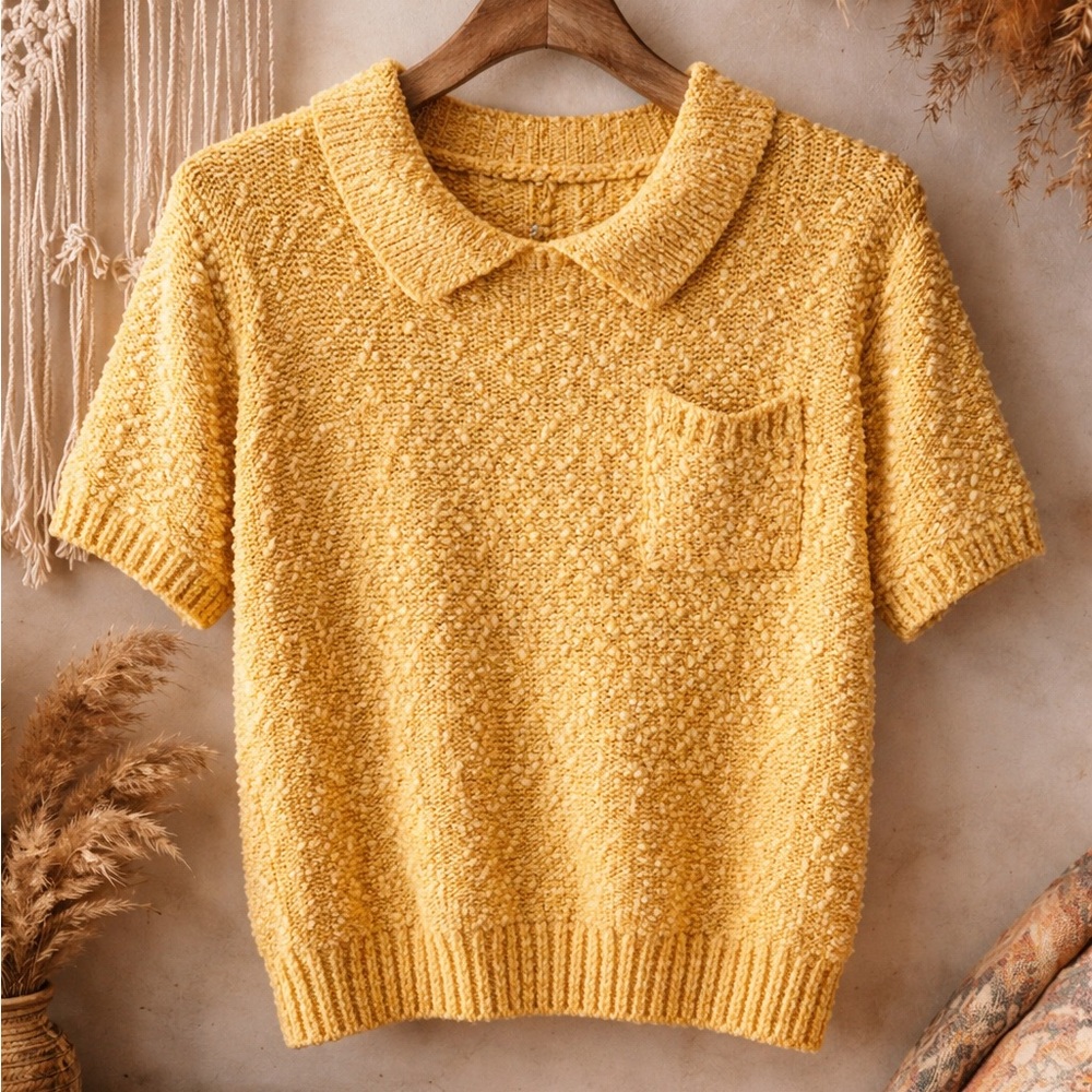 Vintage boucle collared textured silk blend sweater women’s size medium - Picture 4 of 9